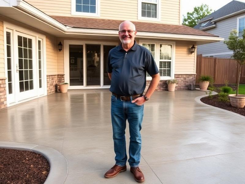Happy customer with finished concrete project